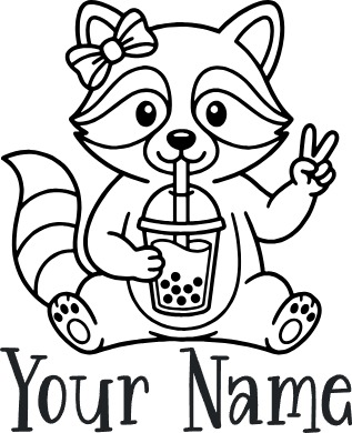 raccoon drinking tea