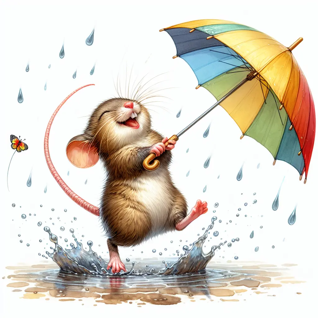 A Rat Is Jumping In The Water With An Umbrella