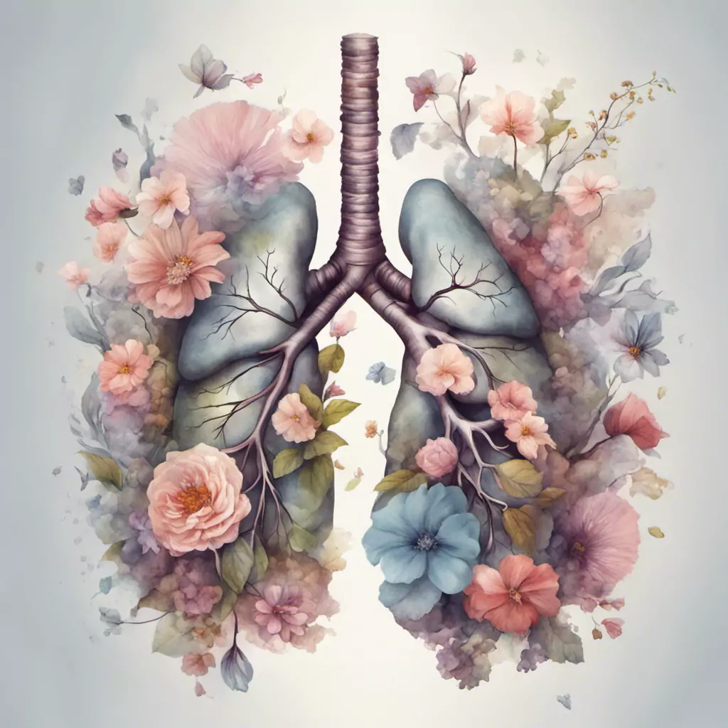 A Painting Of A Lung With Flowers And Butterflies