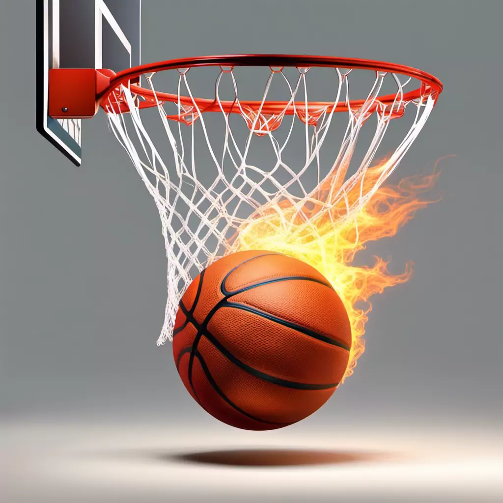 A Basketball Going Through A Hoop With Fire Coming Out Of It