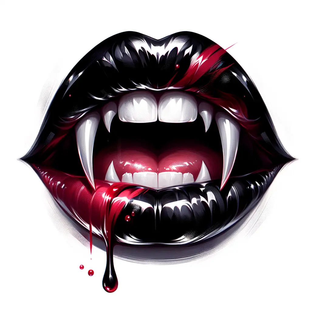 A Woman's Mouth With Blood Dripping From It