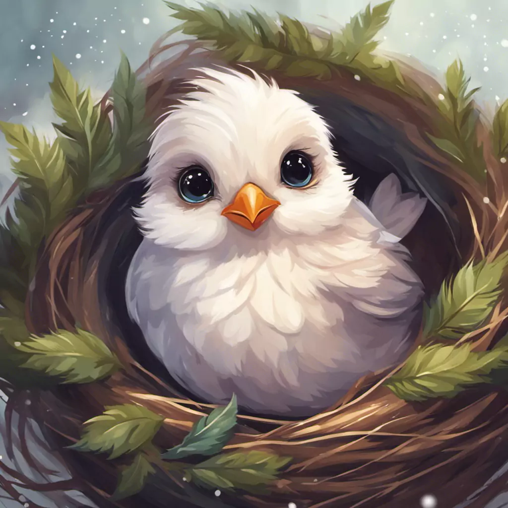 A Painting Of A Baby Bird In A Nest