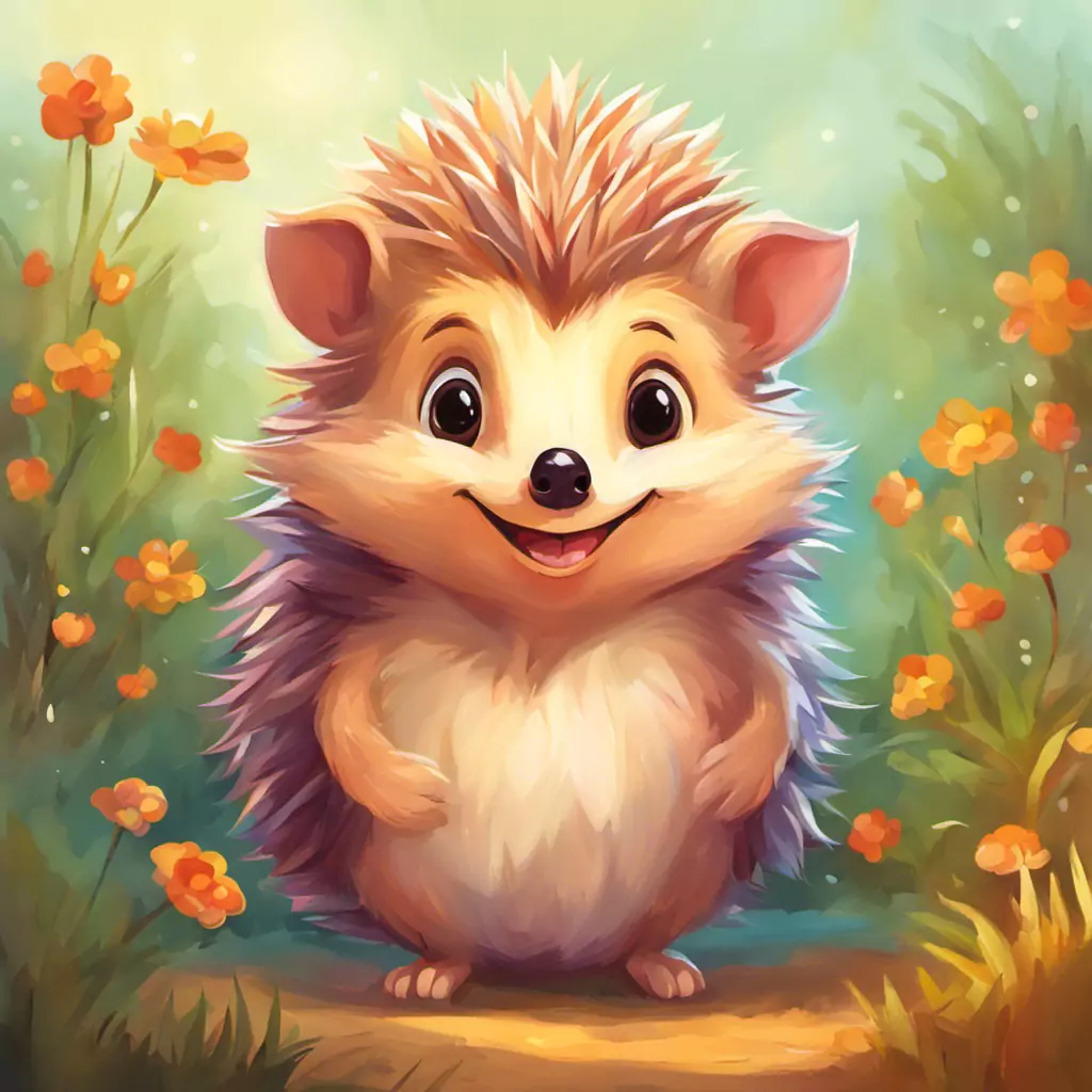 A Painting Of A Hedgehog Sitting In A Field Of Flowers