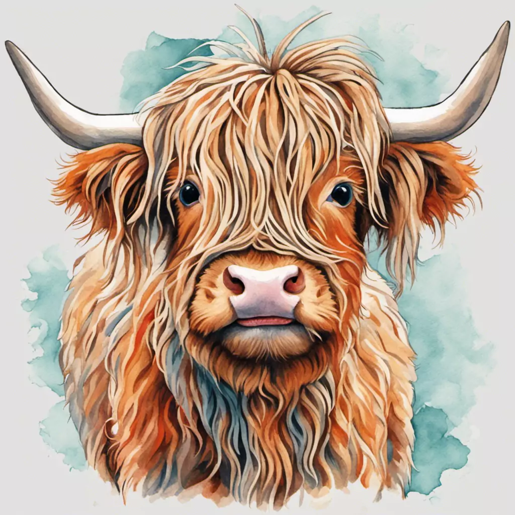 A Painting Of A Brown Cow With Long Hair