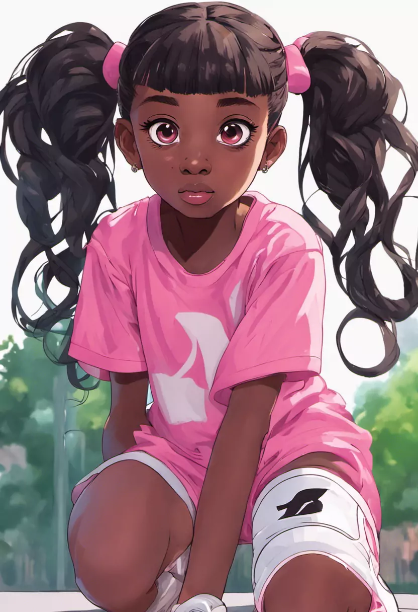 A Little Girl Sitting On The Ground With Her Legs Crossed
