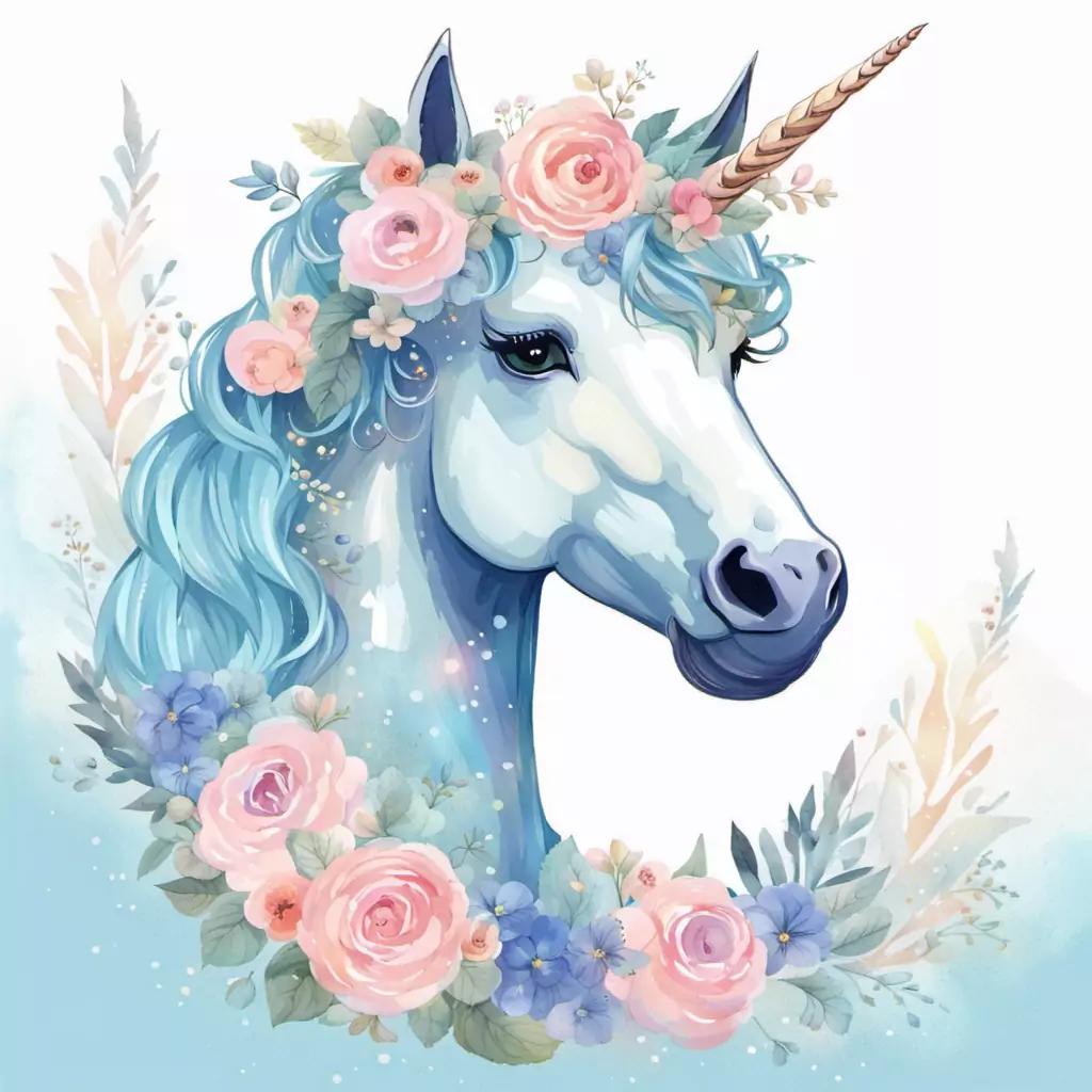 A Unicorn With A Flower Crown On Its Head