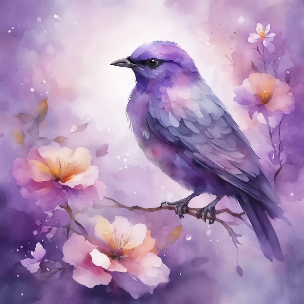 A Painting Of A Bird Sitting On A Branch With Flowers